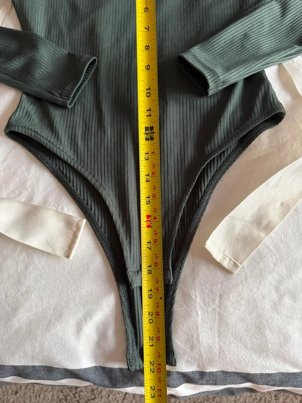 Topshop Ribbed Long Sleeve Back Bow Bodysuit Green US 6